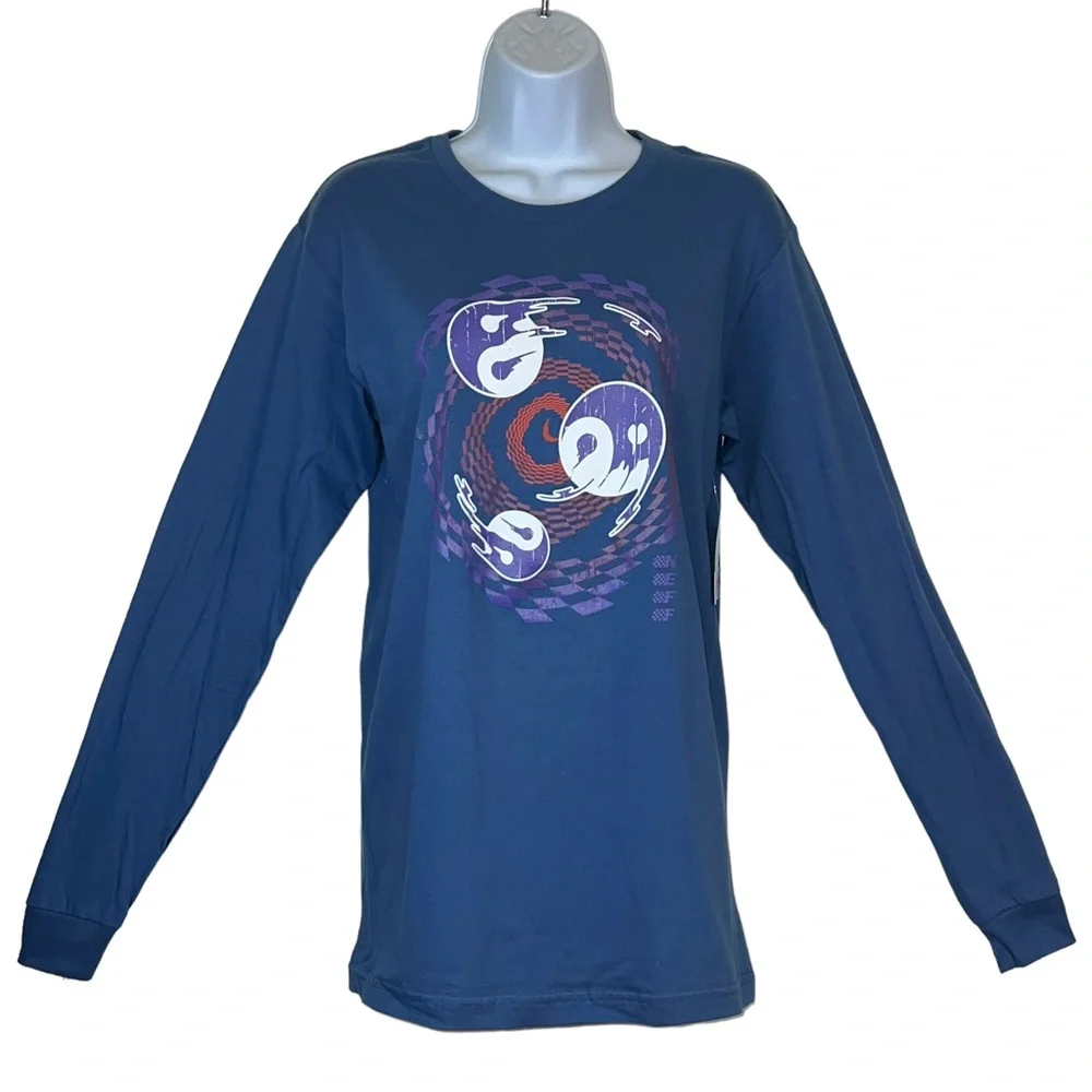 NEFF T-Shirt Graphic Print Tongue Out Crew Long Sleeve Blue Tee - Picture 2 of 13